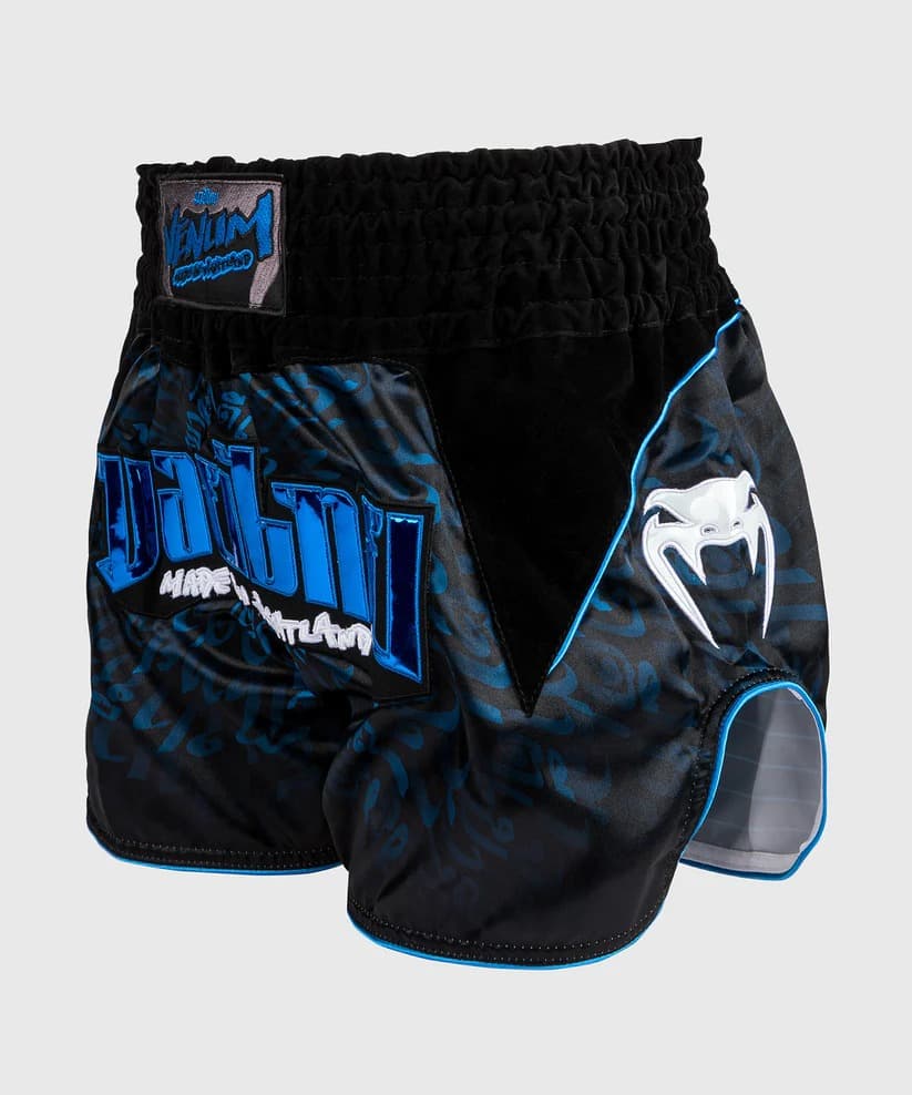 FIGHTERS - Pantalones Muay Thai / Elite Muay Thai / Negro-Azul / Medium
