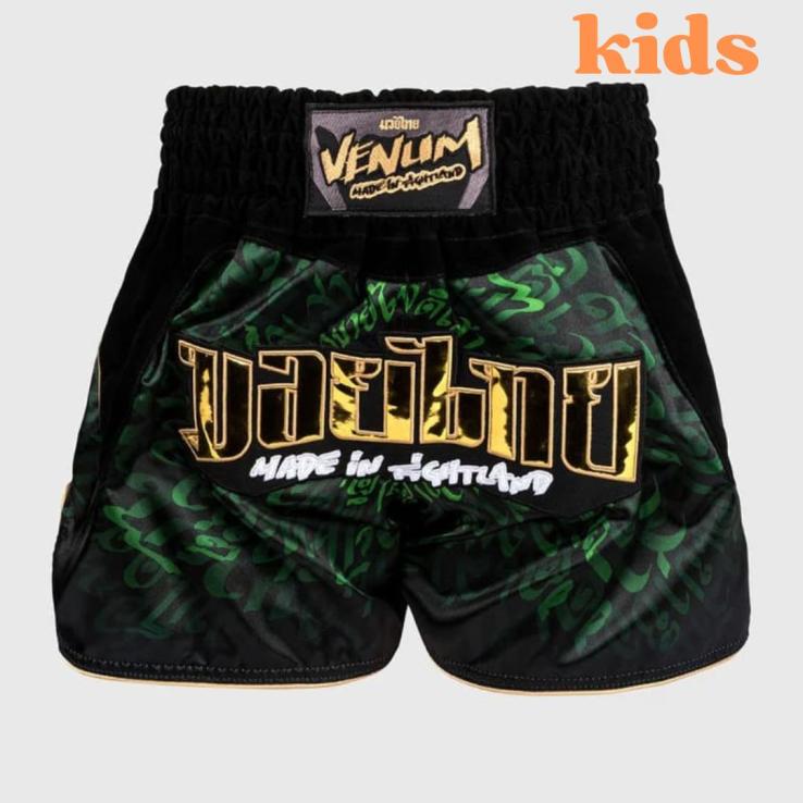 Pantalones de Muay Thai Venum Attack Niños - negro verde