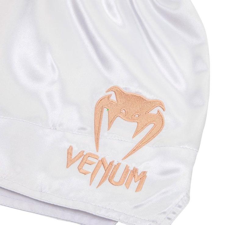 Pantalones Muay Thai Venum Classic blanco / oro Niños