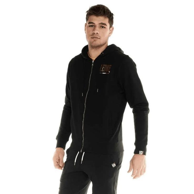 Sudadera Leone con capucha y cremallera Gold negro M5047