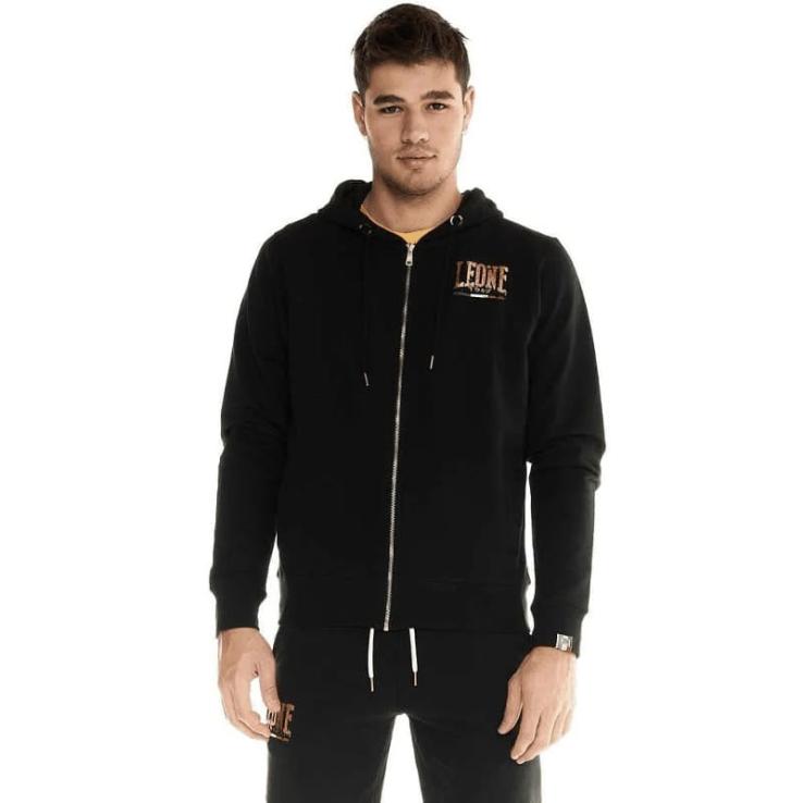 Sudadera Leone con capucha y cremallera Gold negro M5047